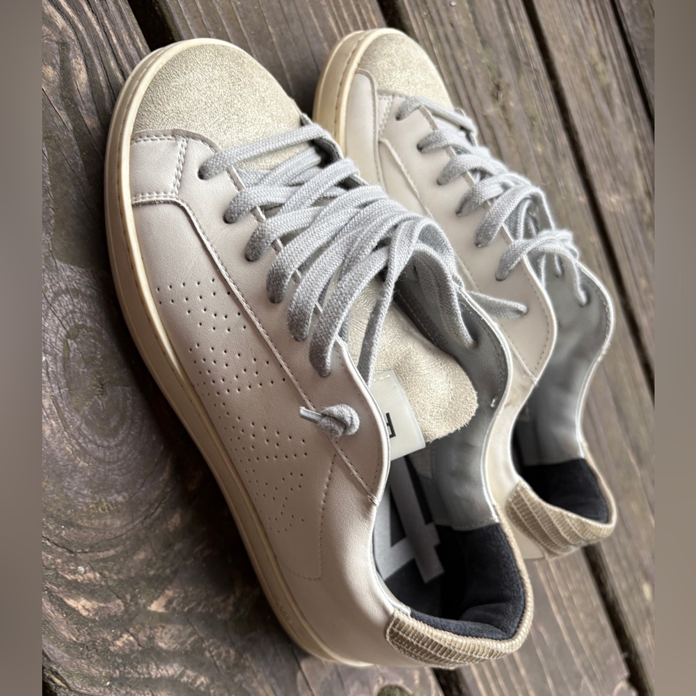 P448 You can surf later White and grey Leather Mid Top Sneakers size 37 women’s